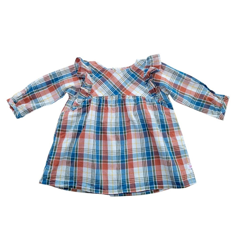 Ruffle Butts Girls Fall  Plaid Ruffle Dress, Long Sleeve, Kids Casual 12-18m